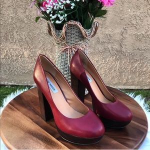 👠 Steve Madden P-Desii Red Leather Platform Pump